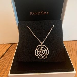 Pandora Shimmering Rose Pendant Necklace, Sterling  925 ALE
